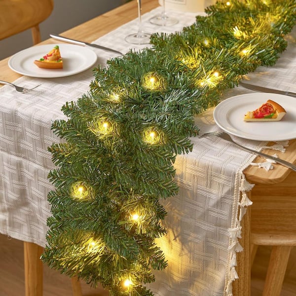 9 ft. Christmas Garland Prelit with 50 Count Light, Plug in Lighted