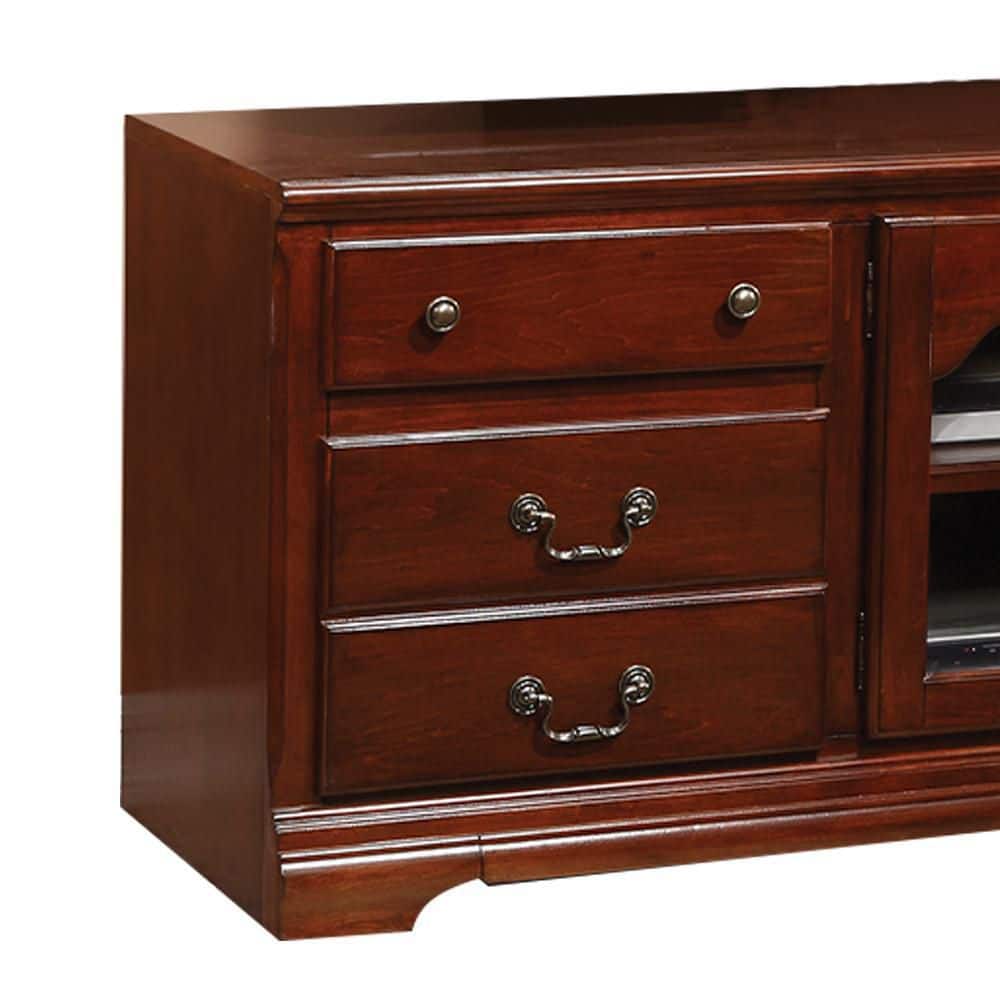 Hercules Cherry Wood TV Stand with Glass Doors