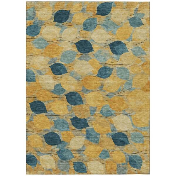Chantille Machine Washable Indoor/Outdoor Abstract ACN2444 Gold 9 ft. x 12 ft. Area Rug
