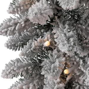 9 ft. L Pre-Lit Snow Flocked Artificial Christmas Garland with Warm White LED Light