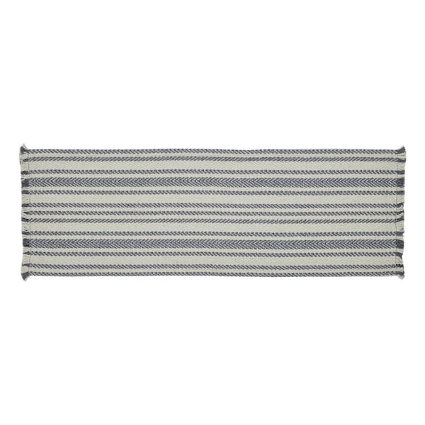 VHC BRANDS Finders Keepers 8 in. W x 24 in. L White Gray Chevron Cotton Table Runner