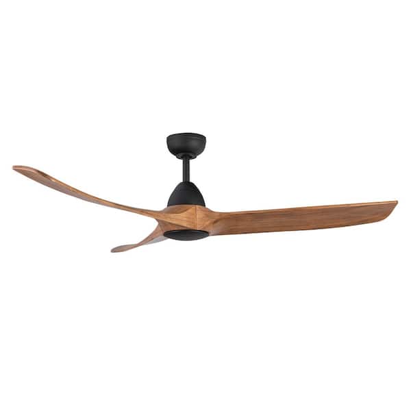 KUZCO Baylor 60 in. Matte Black/Natural Wood Ceiling Fan