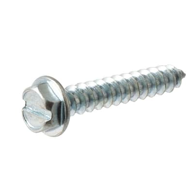 #4 x 3/8 in. Zinc Plated Slotted Hex Head Sheet Metal Screw (12-Pack)