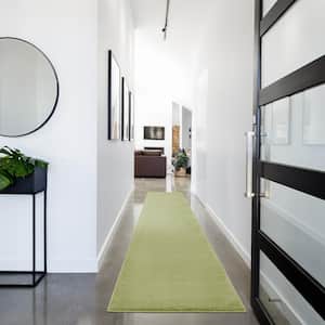 Essentials 2 ft. x 20 ft. Green Solid Contemporary Kitchen Runner Indoor/Outdoor Area Rug