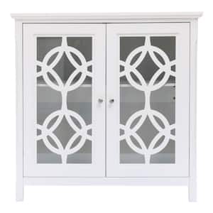 White Accent Storage Cabinet with Doors and Shelf