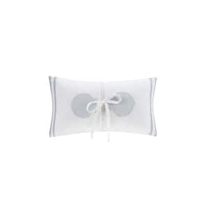 Crystal Beach White 12 in. X 20 in. Embroidered Oblong Throw Pillow