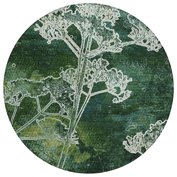 Chantille Machine Washable Indoor/Outdoor Abstract ACN2239 Teal 8 ft. x 8 ft. Area Rug