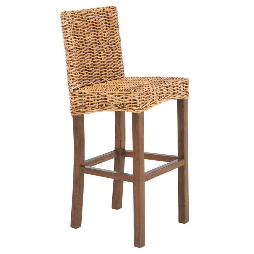 Tobie Honey Brown Wash Rattan Bar Stool with Footrest