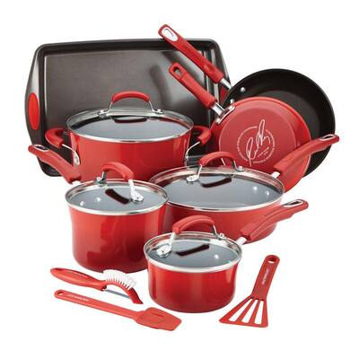 Rachael Ray 14-Piece Red Cookware Set with Lids