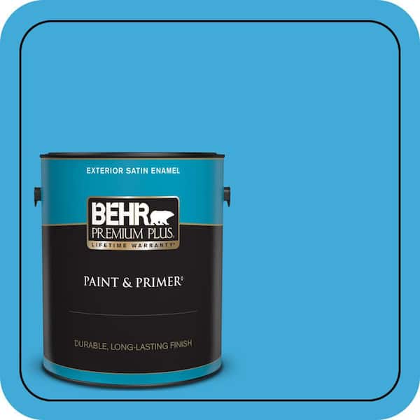 BEHR PREMIUM PLUS 1 gal. #550B-5 Windjammer Satin Enamel Exterior Paint & Primer