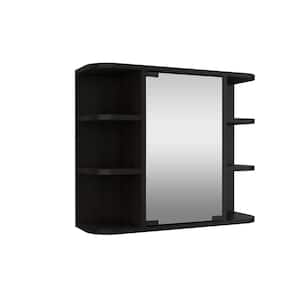 Black 23.62 in. W x 19.68 in. H Rectangular Particle Board Mirror Medicine Cabinet with Mirror Surface Mount Six Shelves
