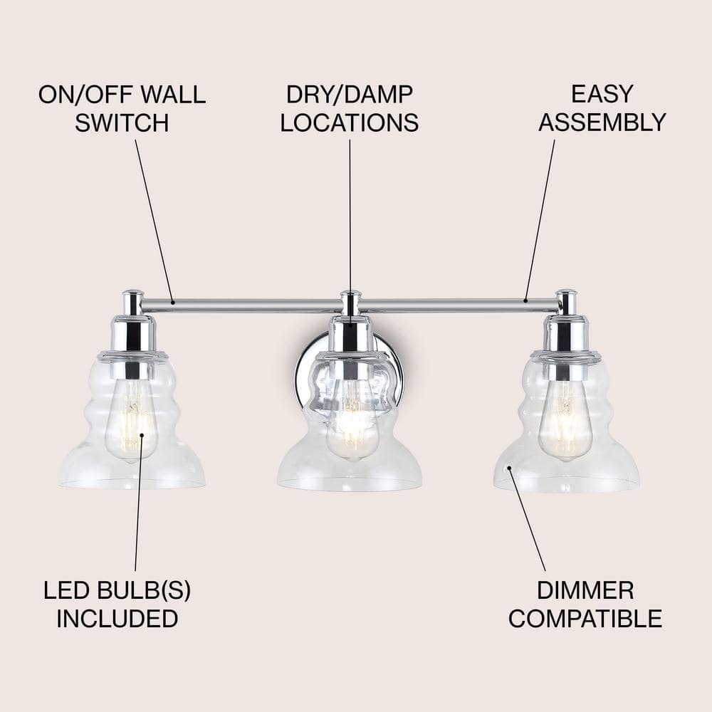 Manhattan Chrome 25.5" 3-Light Industrial Vanity Fixture