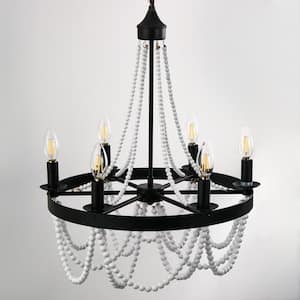 6-Light Black and White No Decorative Accents Candle Empire Chandelier for Dining Room with No Bulbs Included