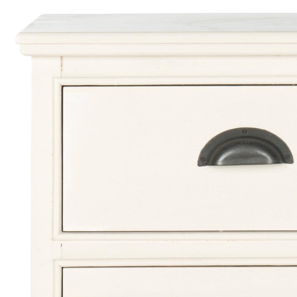 Transitional White Pine 3-Drawer Rectangular Side Table