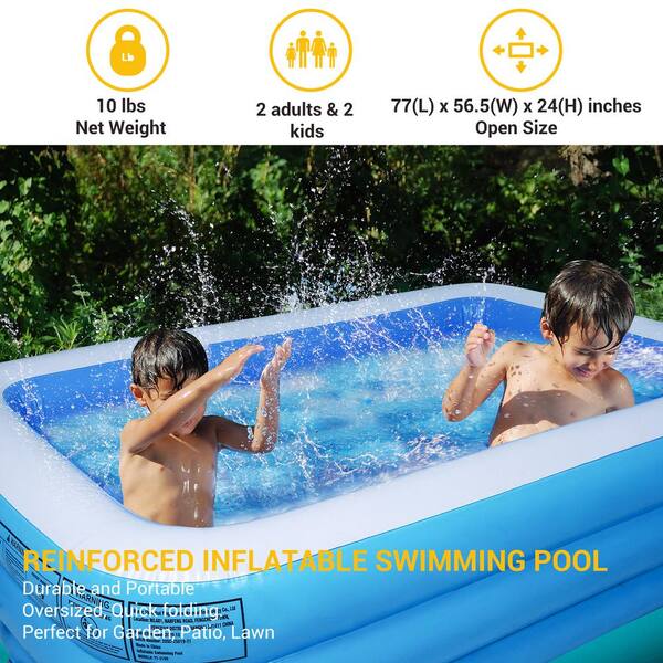 8ft x 25in Adults and Baby Studio 21 Graphix Family Inflatable Swimming Pool Above Ground Without Filter Pump Outdoor Backyard Portable Top Ring Blow Up Pools for Kids 
