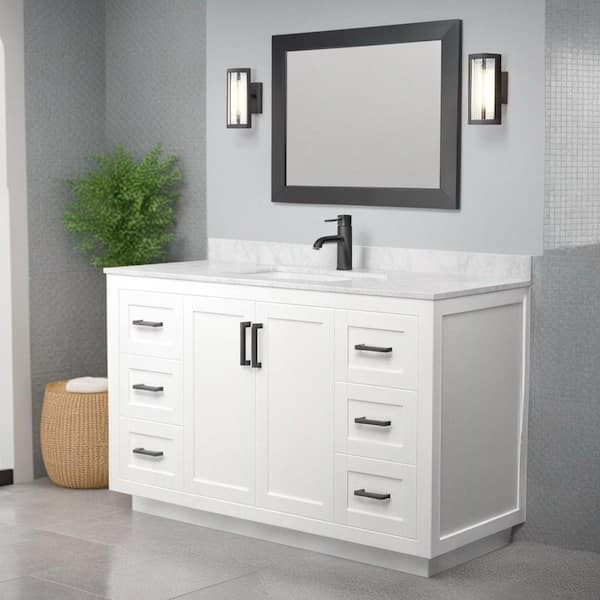Wyndham Collection Miranda 54 in. W x 22 in. D x 33.75 in. H Single Bath Vanity in White with Carrara Cultured Marble Top