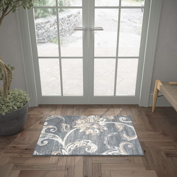 Madison Floral Dark Gray 2 ft. x 3 ft. Indoor Area Rug