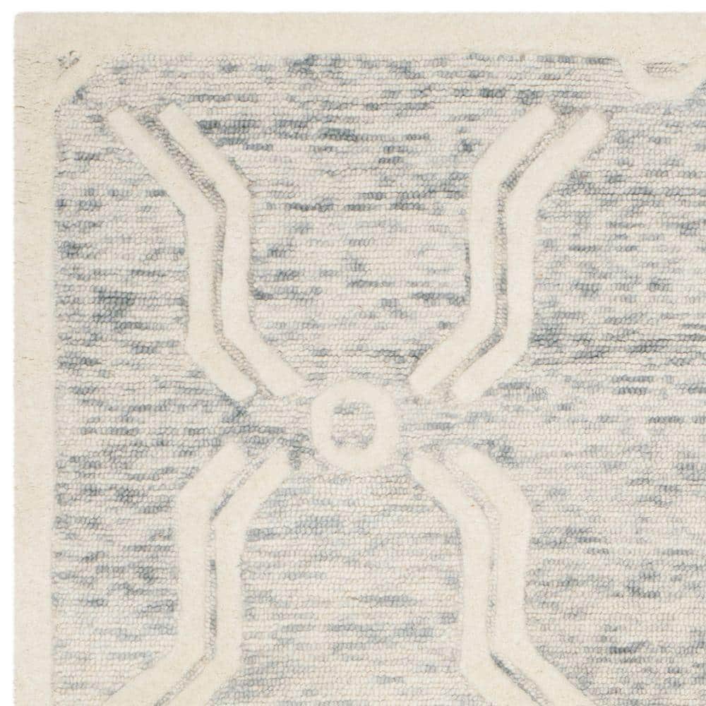 Handmade Light Grey and Ivory Wool Tufted 4' x 6' Rug