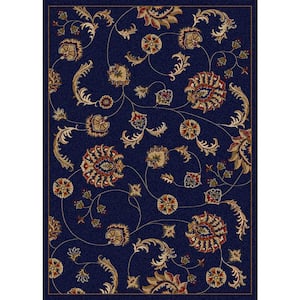 Como Navy 5 ft. x 7 ft. Transitional Floral Scroll Area Rug