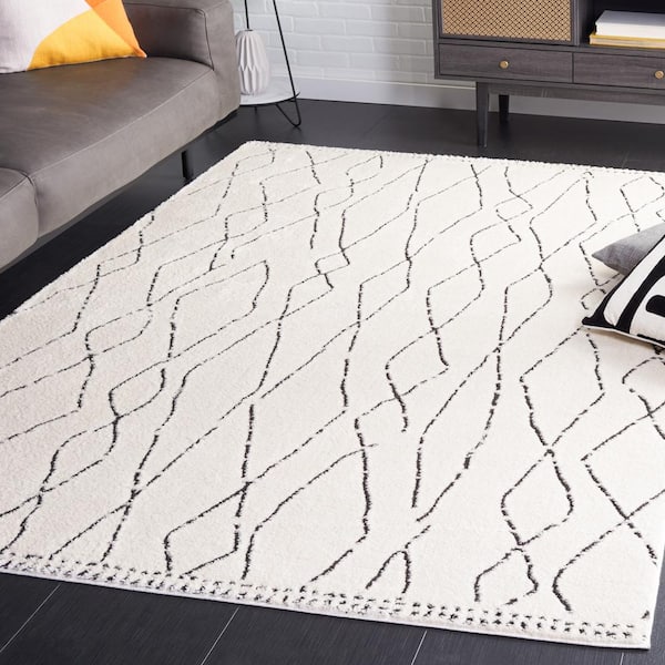 Melody Ivory/Black 8 ft. x 10 ft. Abstract Diamond Area Rug