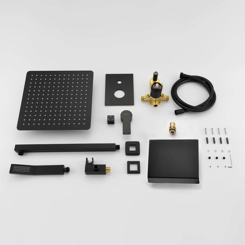 Matte Black Wall-Mounted Multi-Head Shower System with Handheld