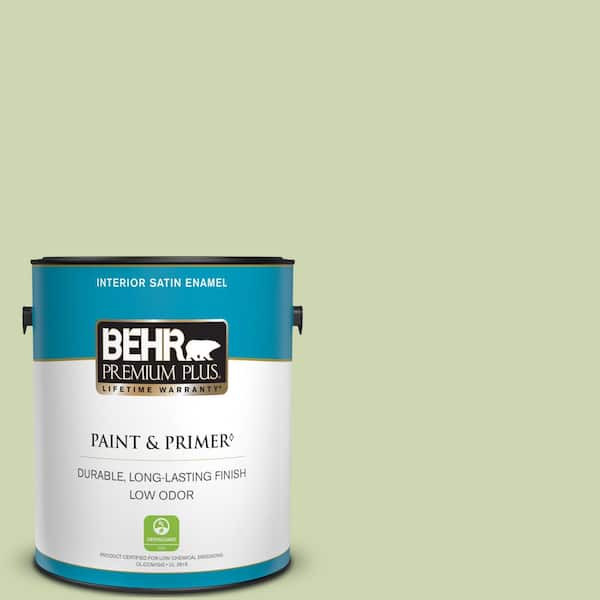 BEHR PREMIUM PLUS 1 gal. #M360-3 Avocado Whip Satin Enamel Low Odor Interior Paint & Primer