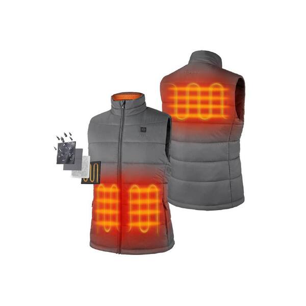 ORORO Men's 3X-Large Dark Gray 7.38-Volt Lithium-Ion Heated Vest with 1 Upgraded 4.8Ah Battery and Charger