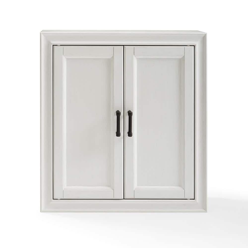 Tara Vintage White Pine Wall Cabinet with Antique Bronze Hardware
