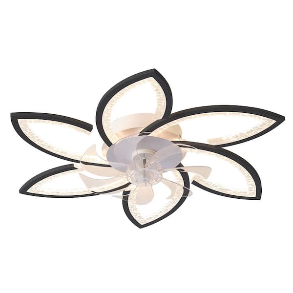 OLUZFAN 2.6 ft. Modern Ceiling Fan Light Flush Mount 7 Reversible ABS Blades with LED Dimmable Light Black