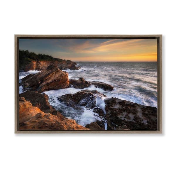 Stupell Industries Nautical Shore Acres by Alan Majchrowicz Brown Floater Frame Coastal Graphic Art Print 17 in. x 25 in.