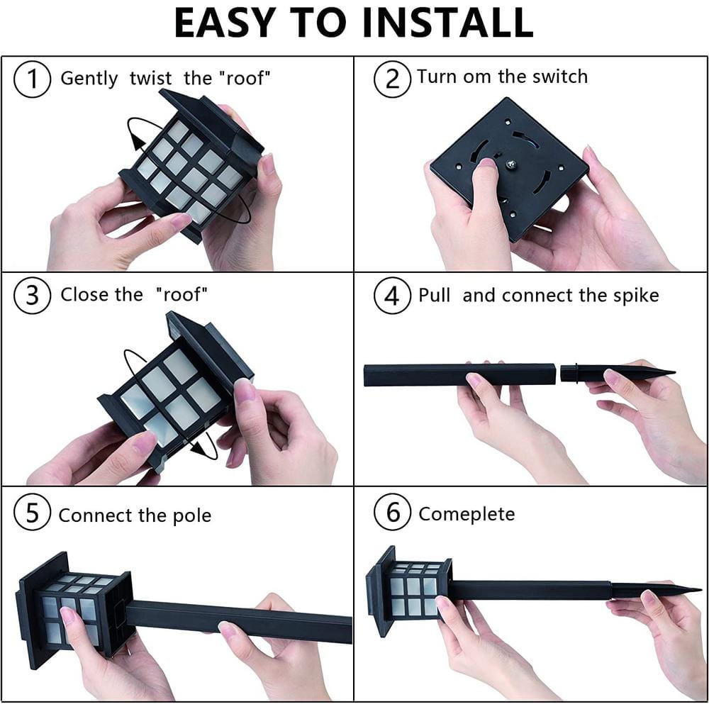Black Plastic LED Solar Pathway Lights Multipack