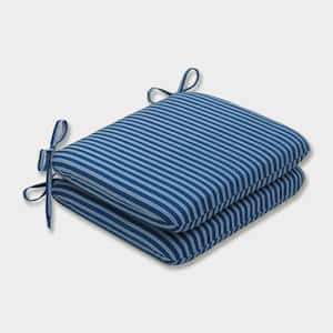 Striped 18.5 x 15.5 Outdoor Dining Chair Cushion in Blue/White (Set of 2)