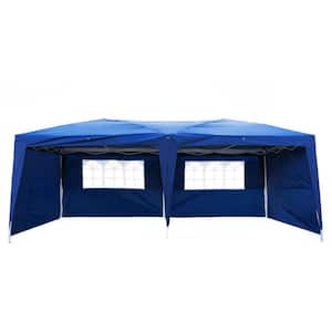 20 ft. x 10 ft. Blue Two Windows Practical Waterproof Folding Tent
