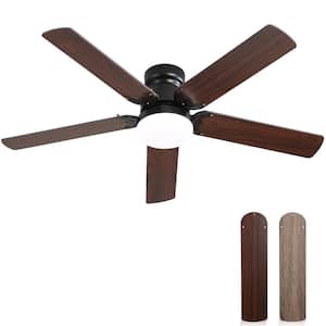 42 in. Indoor Modern Black Downrod Mount and Flush Mount Ceiling Fan with Led Lights and 6 Speed DC Remote