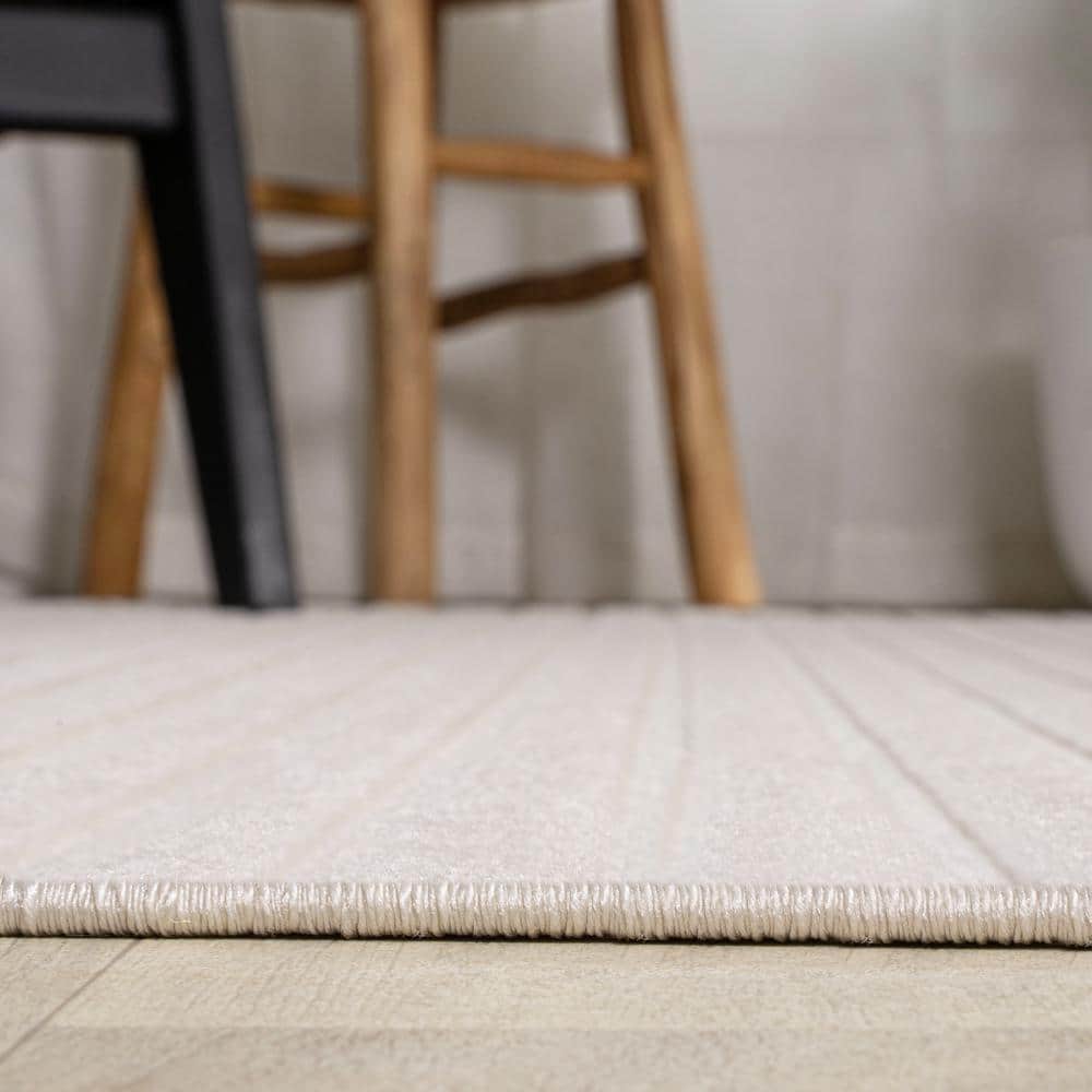 Aarhus Ivory Synthetic Striped 3' x 5' Indoor/Outdoor Rug