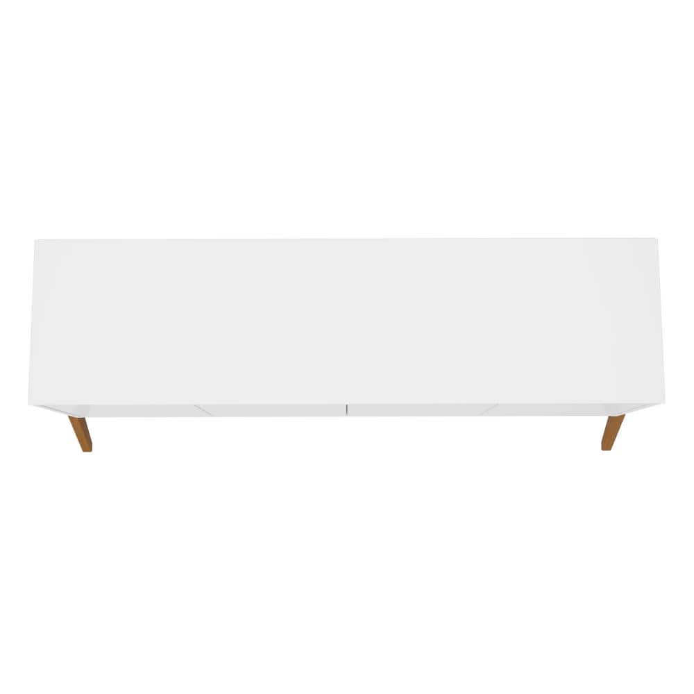 Matte White Eucalyptus Wood Mid-Century Modern Sideboard