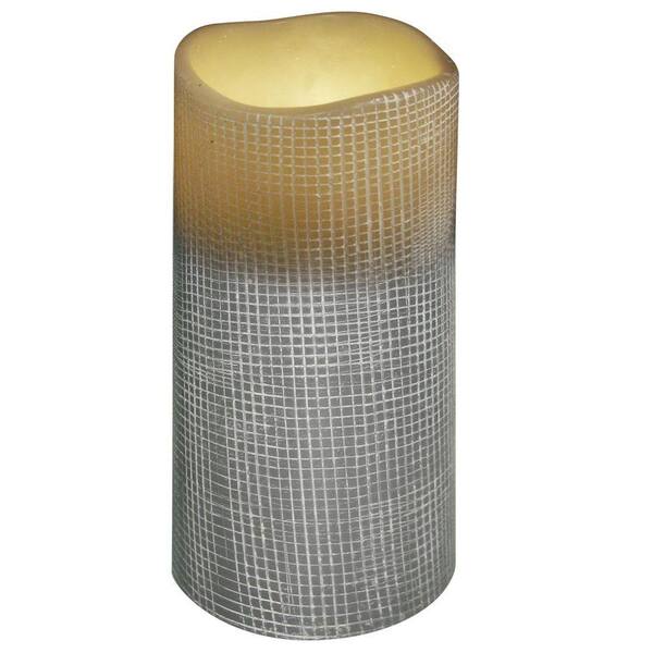 Unbranded 3 in. x 6 in. Flameless Lattice Stone Grey Candle