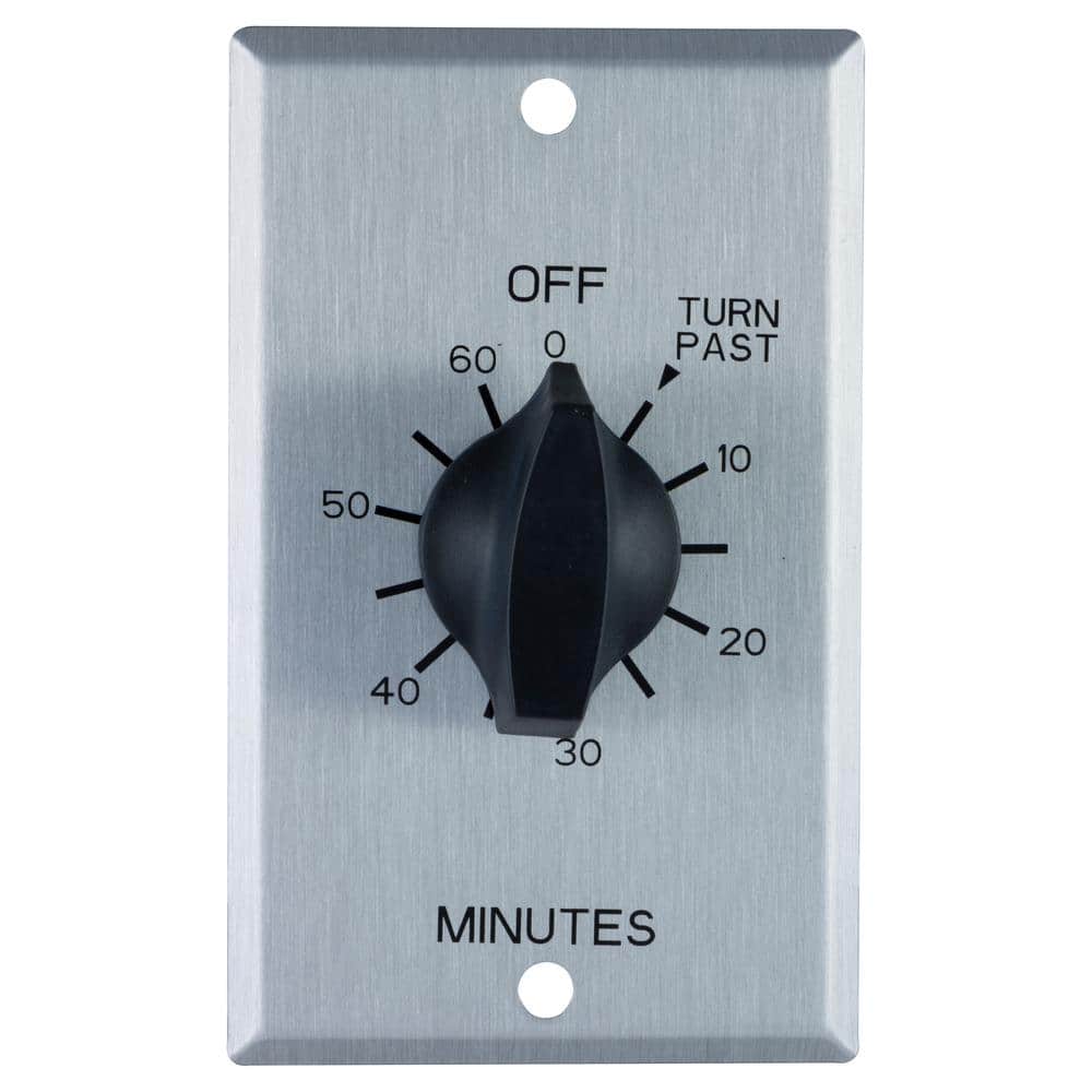 20 Amp 60-Minute In-Wall Spring Wound Timer Switch with Stainless Steel Wal