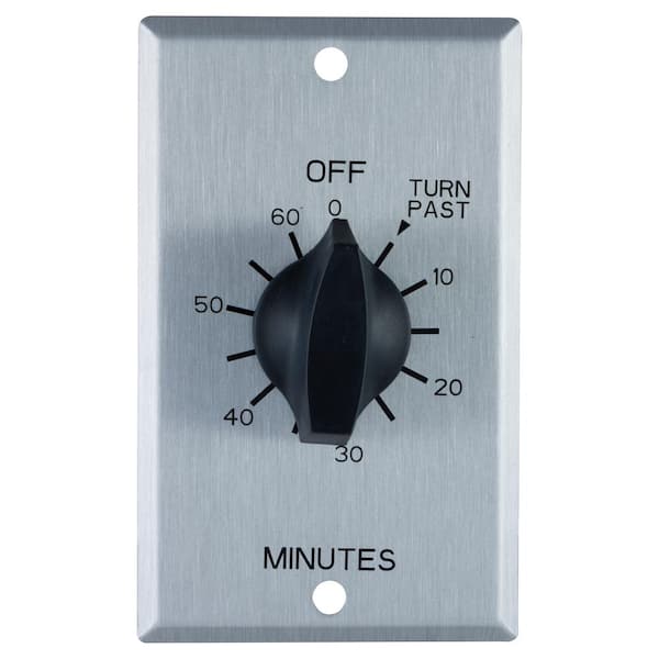 Defiant 20 Amp 60-Minute In-Wall Spring Wound Timer Switch with Stainless Steel Wall Plate