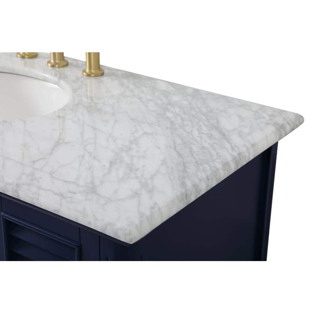 Rhodes 48" Blue Solid Wood Bathroom Vanity with Marble Top