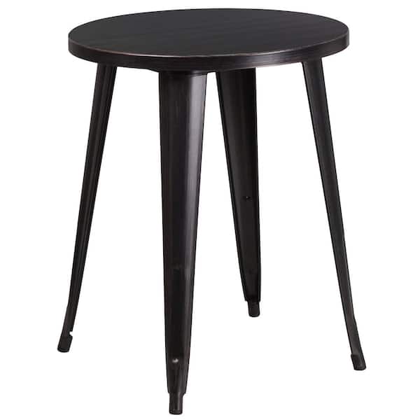 Carnegy Avenue Black-Antique Gold Round Metal Outdoor Bistro Table