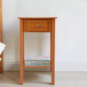 1-Drawer Honey Brown Color Nightstand Modern Bedside Table 15.75 in. L x 11.81 in. W x 27.95 in. H