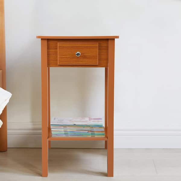 CIPACHO 1-Drawer Honey Brown Color Nightstand Modern Bedside Table 15.75 in. L x 11.81 in. W x 27.95 in. H