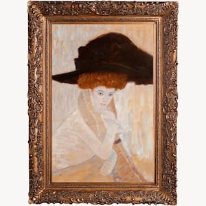 33.5 in. x 45.5 in. "Black Feather Hat" by Gustav Klimt Framed Wall Art