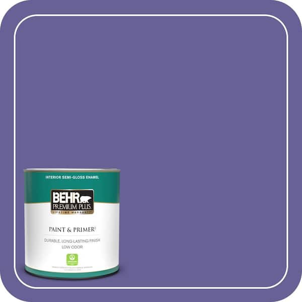 BEHR PREMIUM PLUS 1 qt. #T15-13 Prime Purple Semi-Gloss Enamel Low Odor Interior Paint & Primer