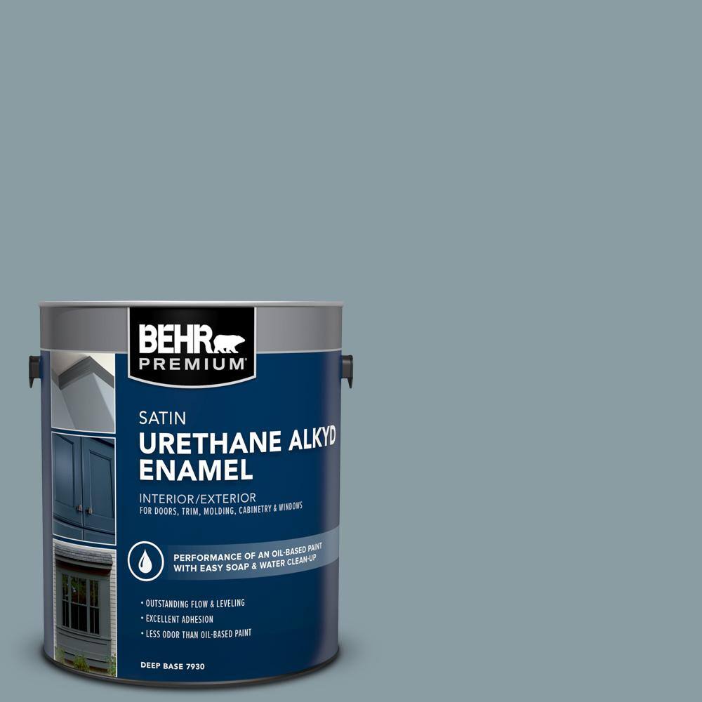 BEHR PREMIUM 1 gal. 540F4 Shale Gray Urethane Alkyd Satin Enamel Interior/Exterior Paint