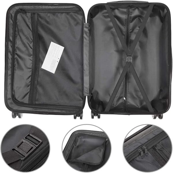 Karl home 3-Piece Gray Portable Traveling Spinner Luggage Set