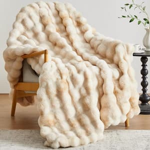 ILTB Tie-Dyed Brown Faux Fur 60 in. x 80 in. Plush Shag Fuzzy Throw Blanket for Bed Sofa