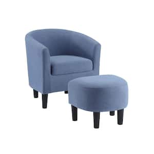 Take a Seat Churchill Blue Fabric Accent Chair with Ottoman
