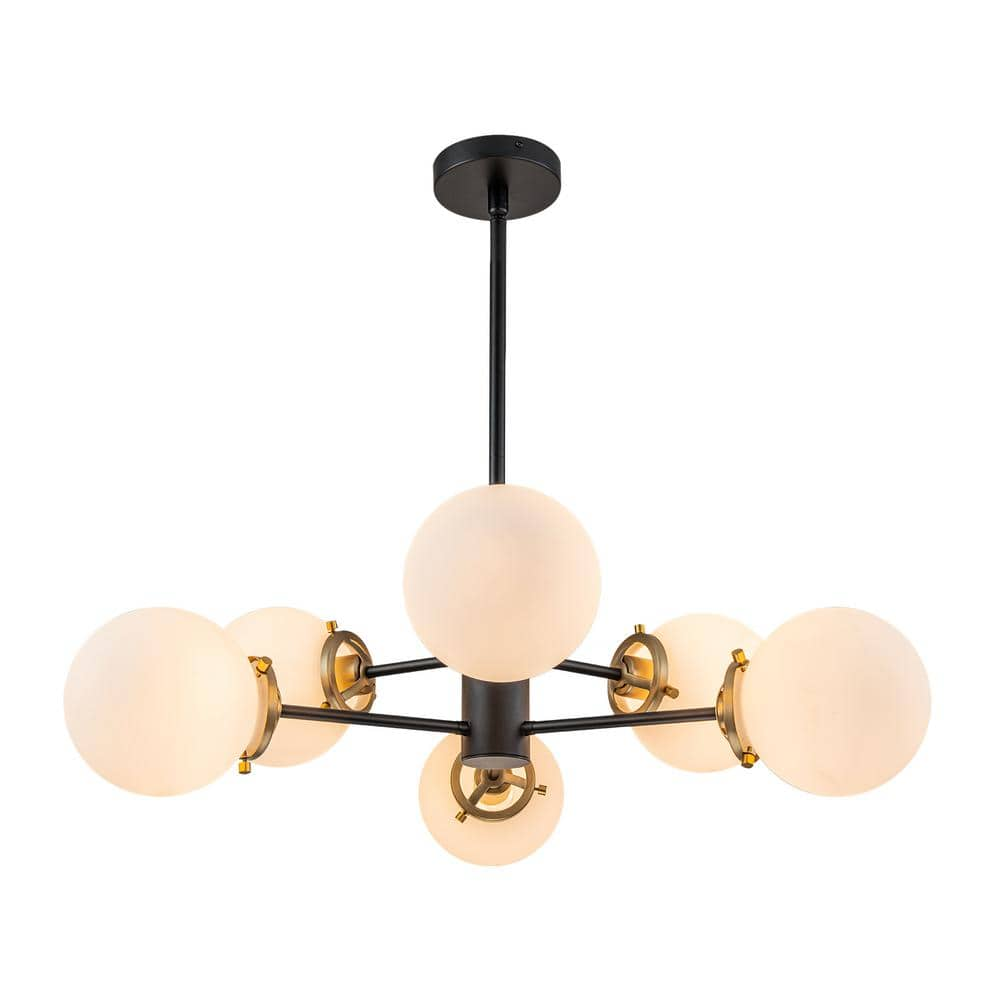 EDISLIVE Lydia 6-Light Black and Brass Modern Sputnik Chandelier with ...